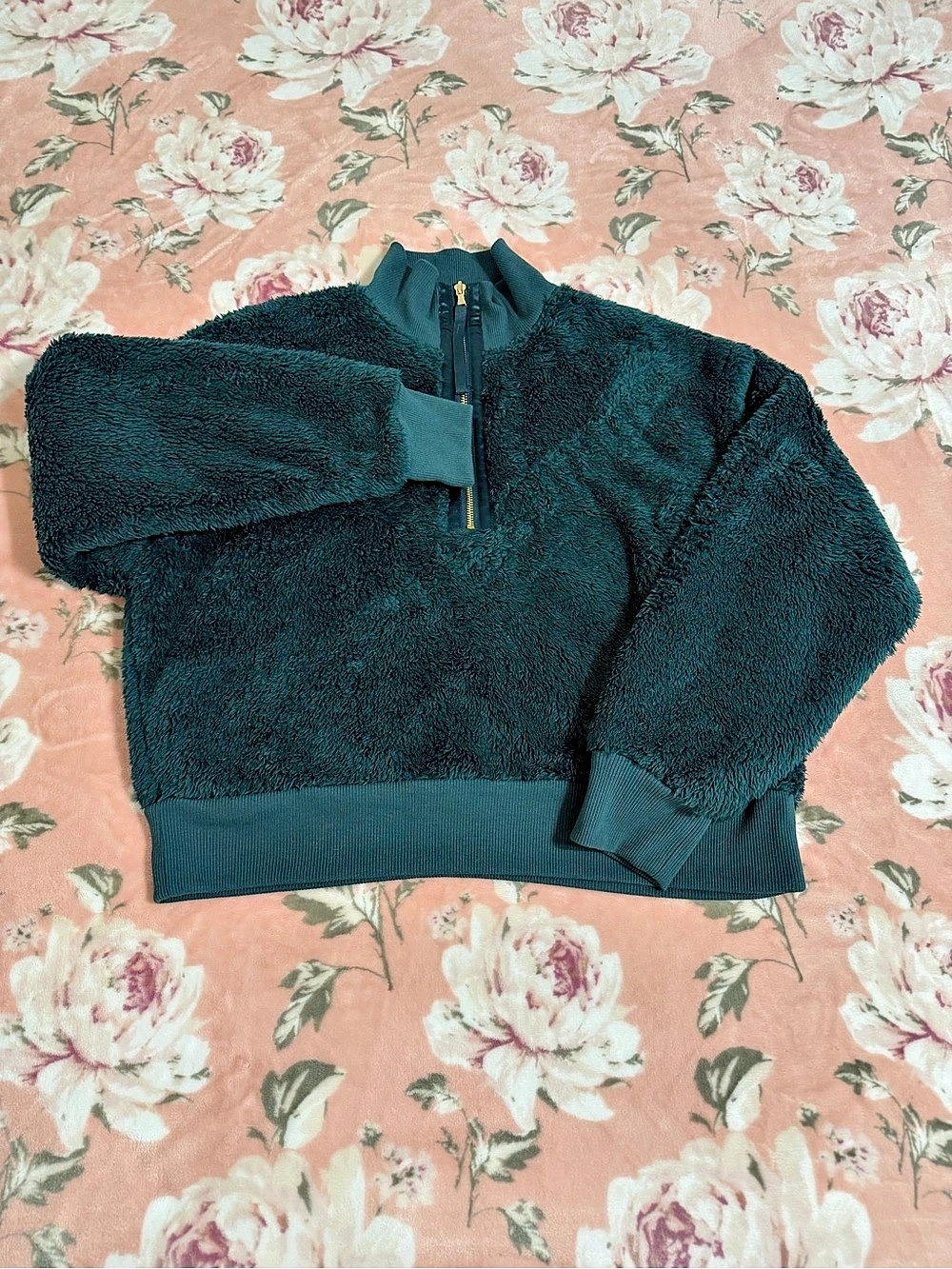 Sonoma Sherpa Quarter-Zip Jacket in Green Size Medium